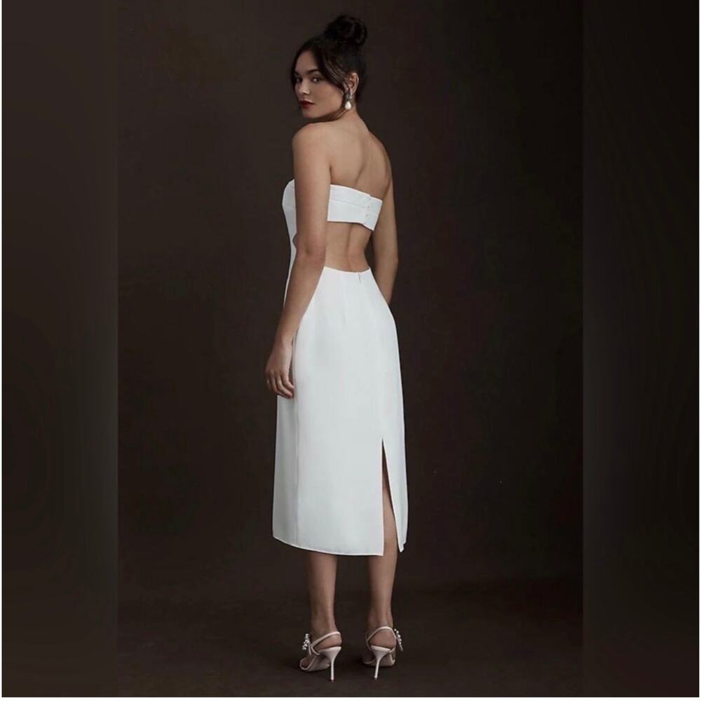Sachin + Babi White Strapless Cutout Midi Dress